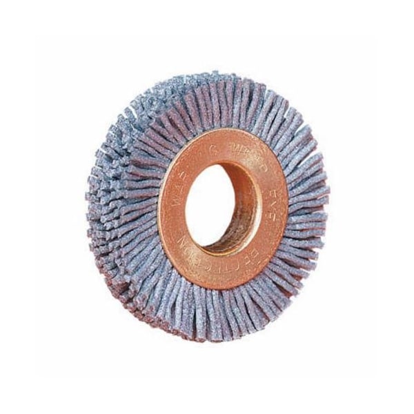 Burr-Rx Wheel Brush, Small Diameter, 1-1/4 In Brush Dia, 5/16 In Face W, 1/4 In Arbor Hole, Crimped/